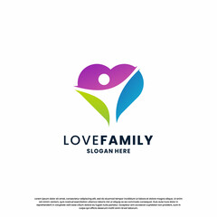 family community love logo design inspiration. abstract human and love combination.