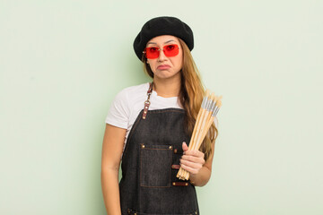 asian pretty woman feeling sad and whiney with an unhappy look and crying. artist concept