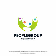 abstract human community logo design. community colorful logo template modern concept.