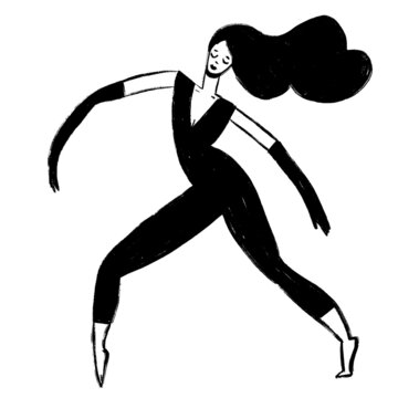 Woman dancing - black-dressed performer moving and wearing gloves