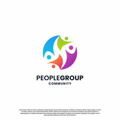 abstract human community logo design. community colorful logo template modern concept.