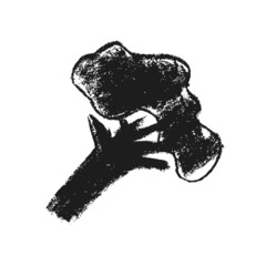 Vector broccoli icon. Pencil hand-drawn texture. Green cabbage flowering illustration isolated. Vegan restaurant logo, vegetarian symbol. Organic food sign. Vegetable badge for farmers market design.