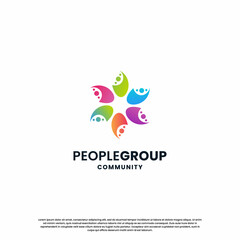 abstract human community logo design. community colorful logo template modern concept.
