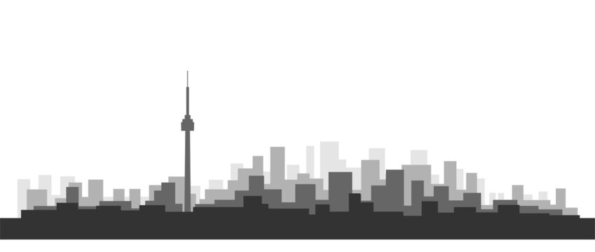 Simplicity Modern Cityscape Skyline On White Background.