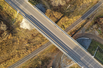 Railway, top view, drone footage, logistics