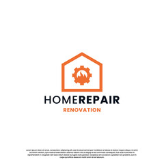 creative home flame repair logo design modern concept.