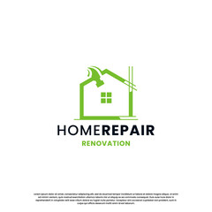 house renovation logo design. home repair logo template. build house logo modern creative.