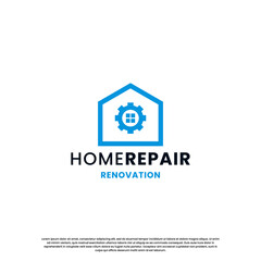 house renovation logo design. home repair logo template. build house logo modern creative.