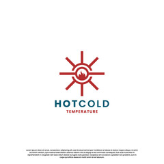 hot and cold logo design for temperature. snow and flame icon combination