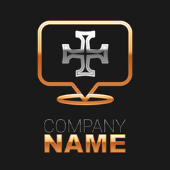 Obraz premium Line Crusade icon isolated on black background. Colorful outline concept. Vector