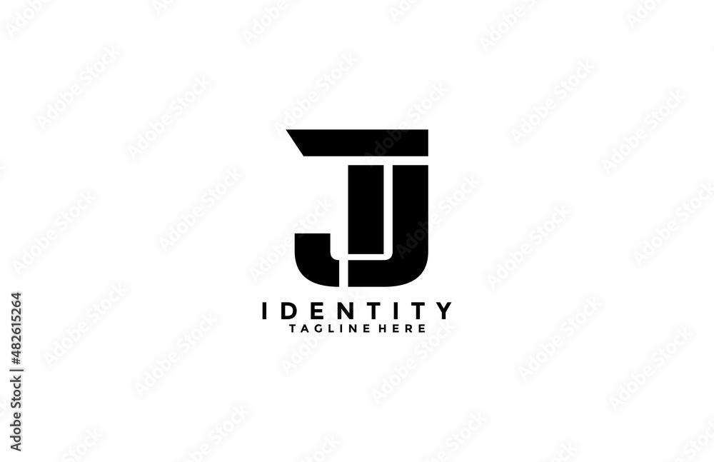 Poster minimalism initial tj logogram design vector