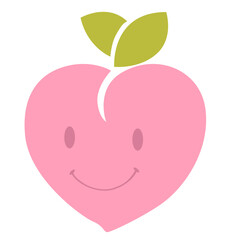 Peach heart with smile character illustration design.