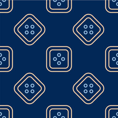 Line Sewing button for clothes icon isolated seamless pattern on blue background. Clothing button. Vector
