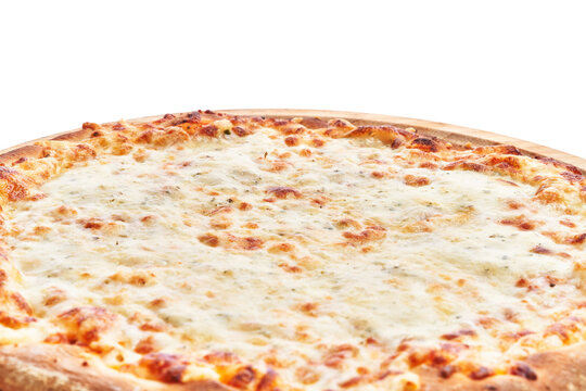  Single italian 4 cheese pizza over white isolated background