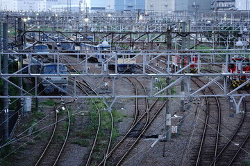 JR大井車両基地の電線とレール（JR Oi Rail Yard in Tokyo）