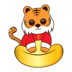 Chinese new year 2022, year of the tiger. Tiger character  with lunar festival theme. Vector illustration