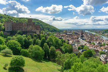 Fototapeta na wymiar Cityview over the old city of Heidelberg, Germany