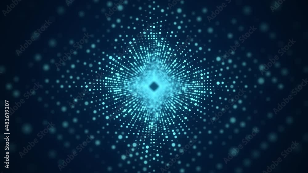 Aufkleber abstract 3d portal. tunnel or wormhole. digital background with connected blue dots. 3d rendering.