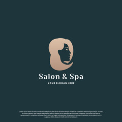 luxury beauty woman logo design. emblem label cosmetic logo