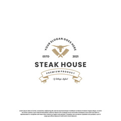 steak house, beef steak logo design vintage for restaurant business