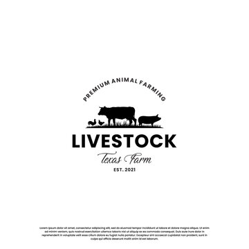 ranch and farm logo design vintage. livestock logo retro.