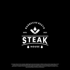 steak house, beef steak logo design vintage for restaurant business