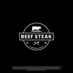 steak house, beef steak logo design vintage for restaurant business