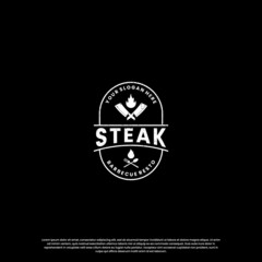 steak house, beef steak logo design vintage for restaurant business