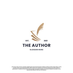Fototapeta premium classic writer logo design. author logo feather with book combination.