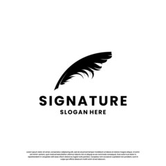 feather signature pen logo design template