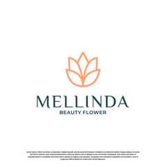 Obraz premium abstract and feminine flower lotus logo design with line art style