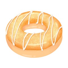 Donut top white glaze hand drawn illustration