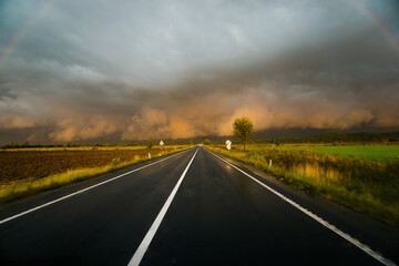 Obraz na płótnie Canvas Stormy weather in Transylvania on the road