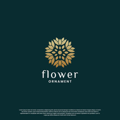 luxury boutique logo design. flower ornament logo template. monogram concept with golden color