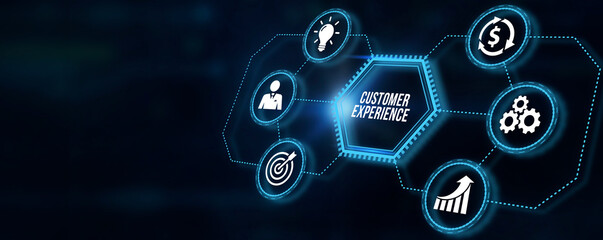 Internet, business, Technology and network concept. Technology future. Customer Experience. 3d illustration.