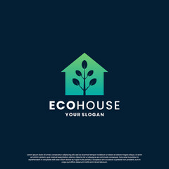 eco house logo design. modern green house logo for your business