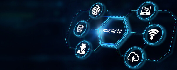 Internet, business, Technology and network concept.Industry 4.0 Cloud computing, physical systems, IOT, cognitive computing industry. 3d illustration.