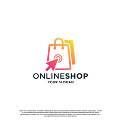 online shopping logo design. quick shopping store logo template