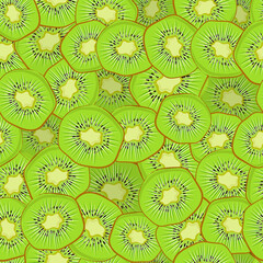 Kiwi sliced ​​fruit seamless pattern. Vector illustration. Design for textile, poster, banner. Hand drawn kiwi