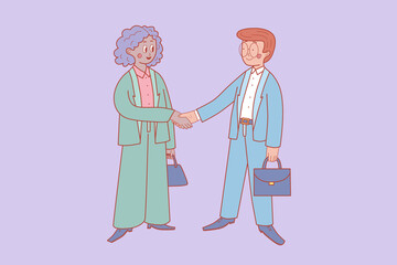 Two business partners shake hands