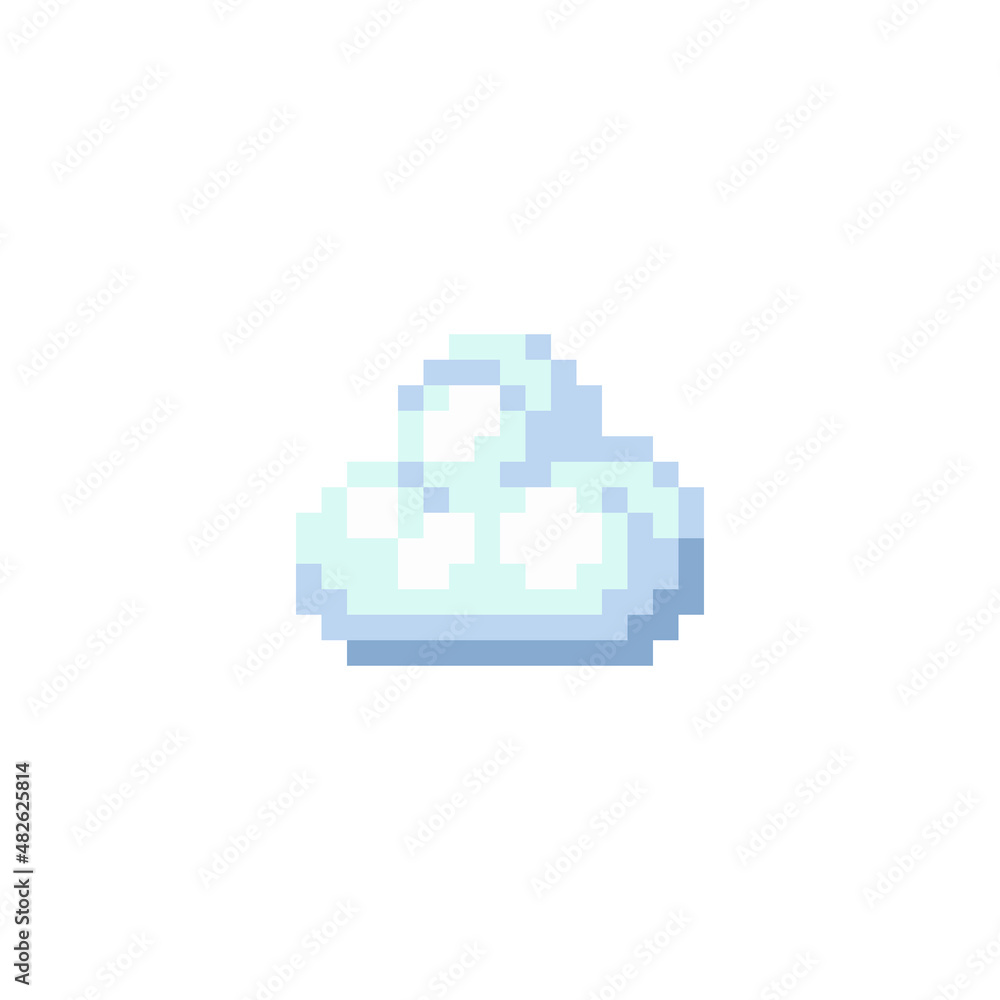 Poster clouds icon. 80s pixel art. flat style. 1-bit sprite. game assets. cloud isolated vector illustratio