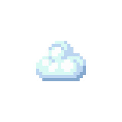 Clouds icon. 80s pixel art. Flat style. 1-bit sprite. Game assets. Cloud isolated vector illustration. Design for logo, web, sticker, mobile app.
