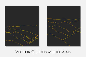 Set of two mountain line arts
