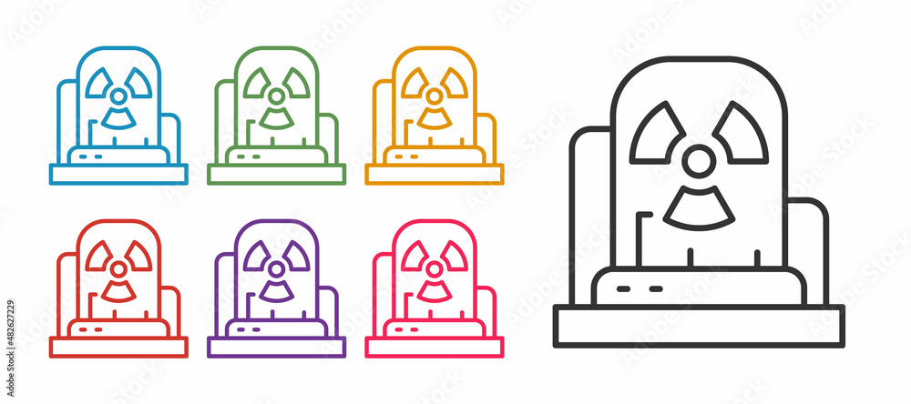 Poster set line radioactive warning lamp icon isolated on white background. set icons colorful. vector