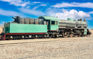 Fototapeta premium Train wagons in the desert