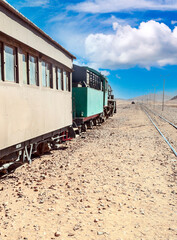 Obraz premium Train wagons in the desert