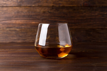 Brandy glasses. Strong spirits in glasses, drinks at the bar