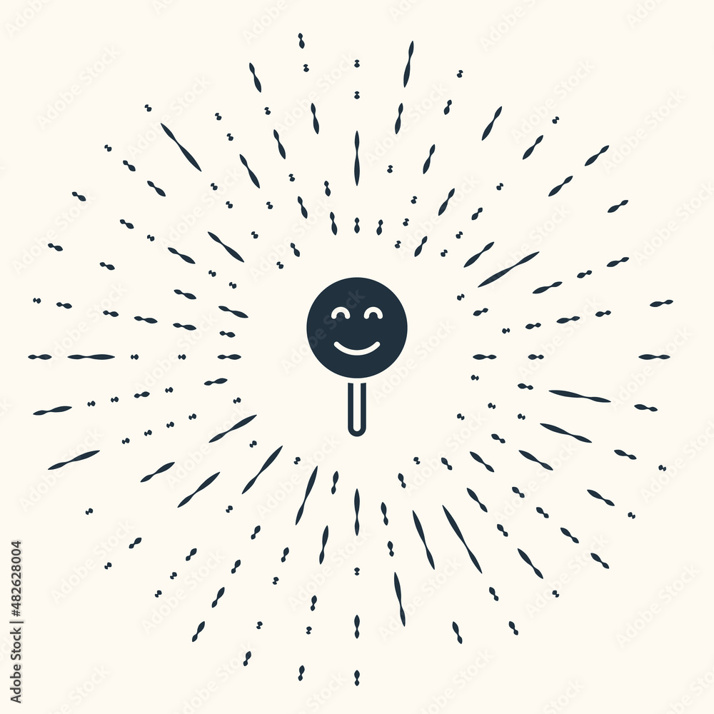 Poster grey smile face icon isolated on beige background. smiling emoticon. happy smiley chat symbol. abstr