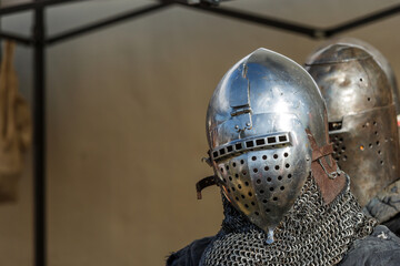 Historical restoration of knightly fights. Summer time medieval festival .Festival of medieval...