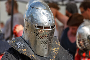 Historical restoration of knightly fights. Summer time medieval festival .Festival of medieval...